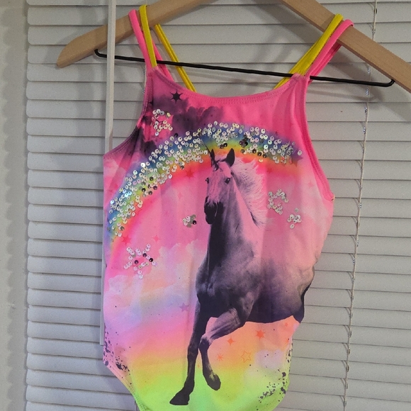 Colorful Unicorn Sequin One Piece Swimsuit - Picture 1 of 4